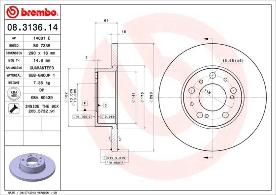 Peugeot J5 81>94 Citroen C25 85>94 Ön Fren Aynası BREMBO
