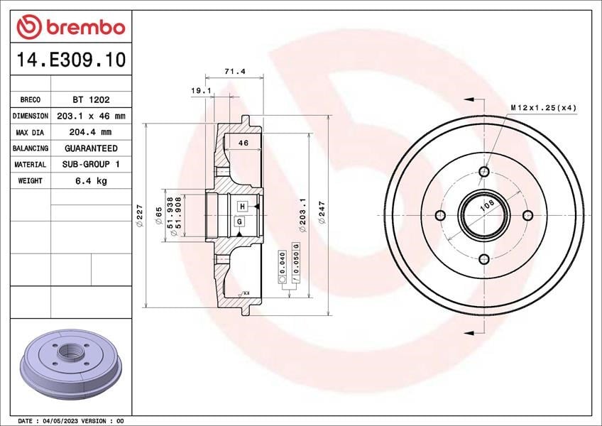 Peugeot 106 II Fren Kampanası BREMBO