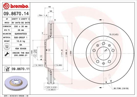Peugeot Ön Fren Diski UV Coated BREMBO