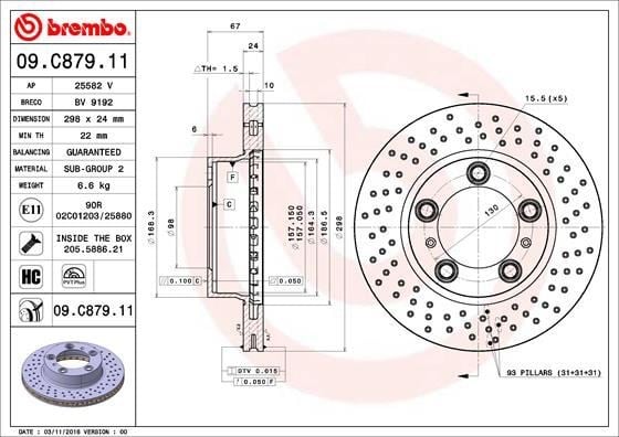 Porsche Ön Fren Diski UV Coated BREMBO