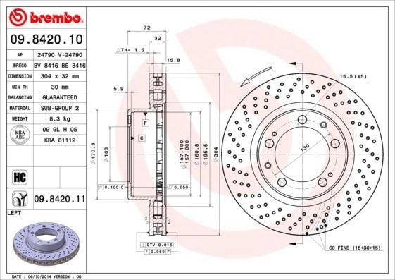 Porsche Ön Fren Diski UV Kaplamalı BREMBO