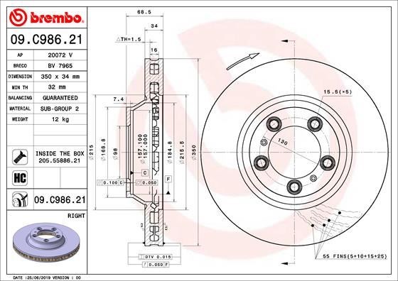 Porsche Cayenne Ön Fren Diski Sağ BREMBO