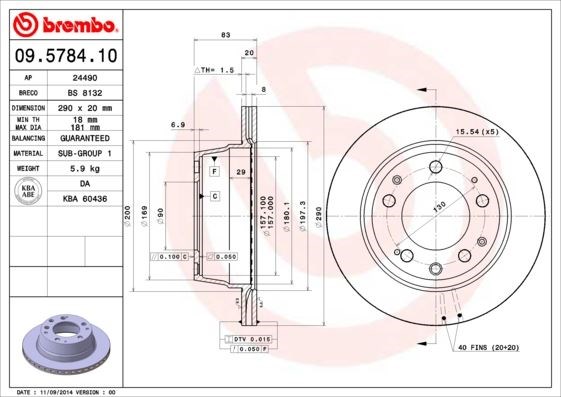 Porsche Arka Fren Diski Standard BREMBO