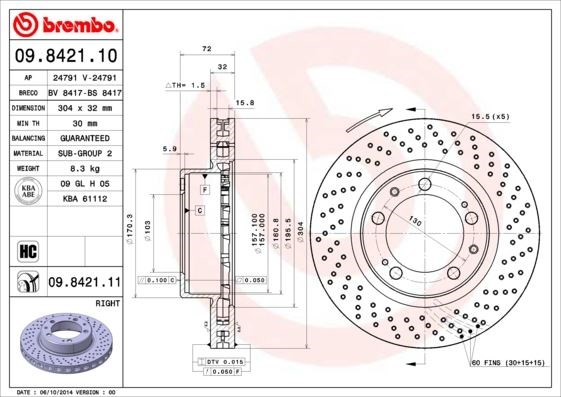 Porsche Ön Fren Diski UV Kaplamalı BREMBO