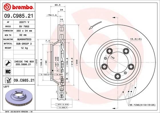 Porsche Cayenne Ön Fren Diski Sol BREMBO