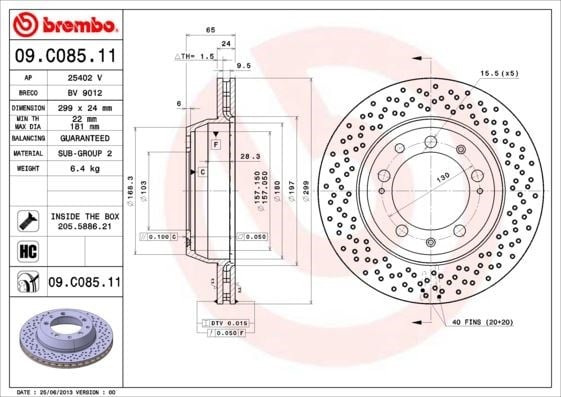 Porsche Arka Fren Diski UV Kaplamalı BREMBO