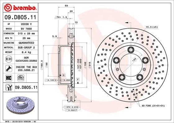 Porsche Ön Fren Diski UV Coated BREMBO