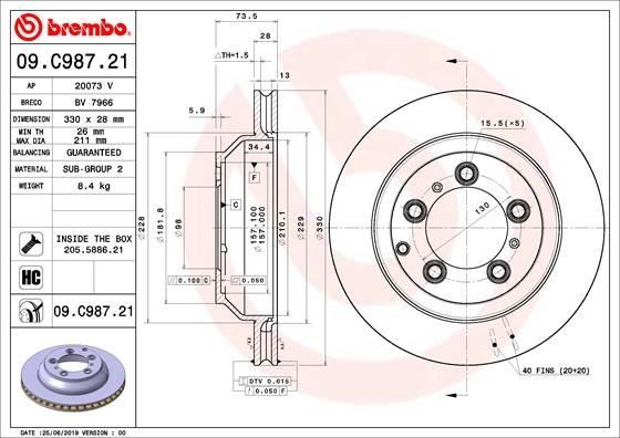 Porsche Arka Fren Diski UV Coated BREMBO