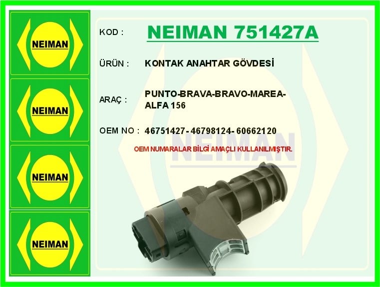 Fiat Punto Brava Bravo Marea Alfa Romeo 156 Kontak Anahtar Gövdesi BESCHER