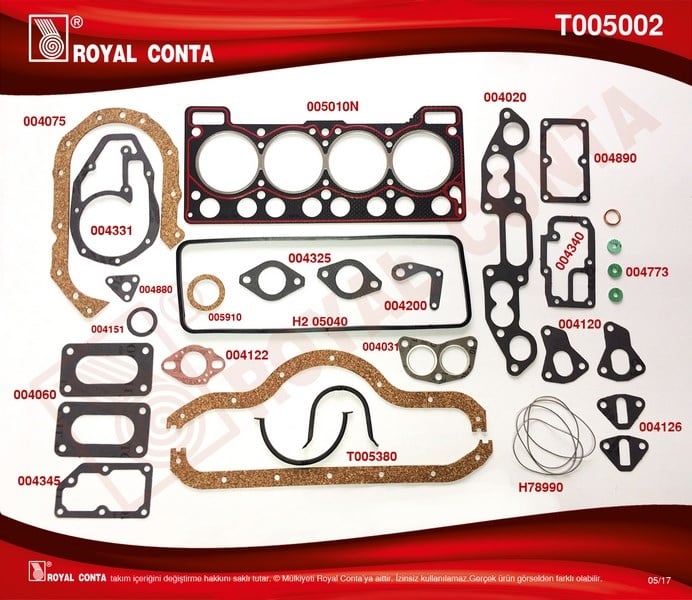 Renault R12 1400 Motor Takım Conta Keçesiz ROYAL
