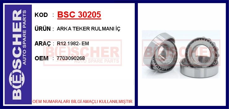 Renault R12 Arka Teker Rulmanı İç BESCHER