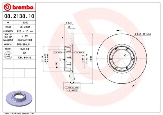 Renault R12 Toros R5 75/85 Ön Fren Aynası 228x10x6DL BREMBO