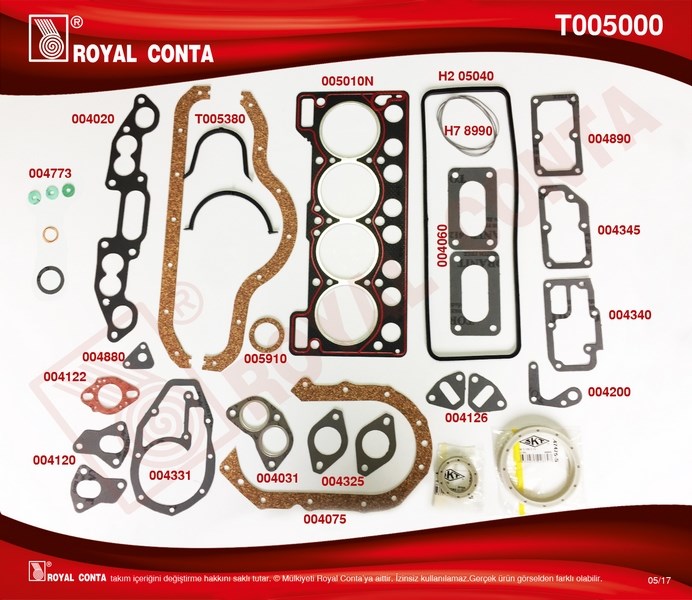 Renault R12 1400 Motor Takım Conta Keçeli ROYAL