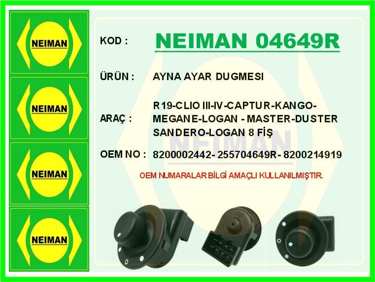 Renault R19 Clio 3 4 Captur Kangoo Megane Logan Master Duster Sandero Ayna... BESCHER