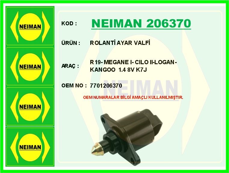 Renault R19 Megane 1 Clio 2 Logan Kangoo Rolanti Ayar Valfi 1.4 8V K7J BESCHER