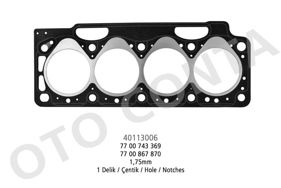 Renault R19 Express Clio Megane 1.9D Silindir Kapak Contası 1 Çentik 1.75MM OTOCONTA