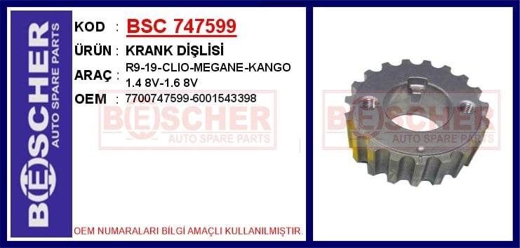 Renault R9 Krank Dişlisi 1.4 8V-1.6 8V BESCHER