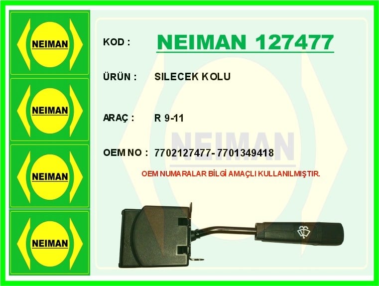 Renault R9 R11 Broadway Flash Rainbow Cam Silgi Silecek Fıskiye Kumanda Kolu BESCHER