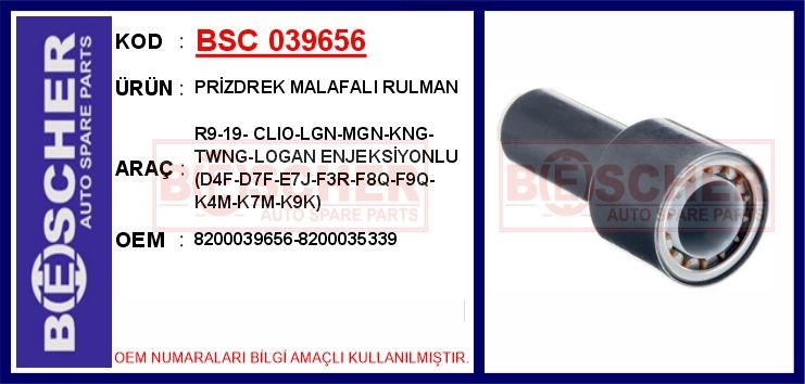 Renault R9 R19 Clio Megane Kangoo Twingo Logan Prizdirek Malafalı Rulman BESCHER