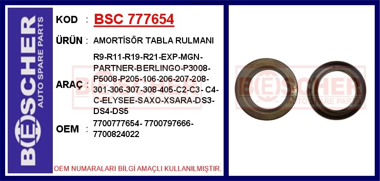 Renault R9 Amortisör Tabla Rulmanı BESCHER