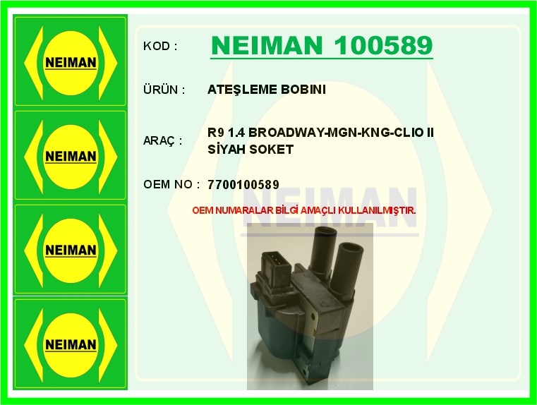 Renault R9 Broadway Megane Clio II Ateşleme Bobini Siyah Soket BESCHER