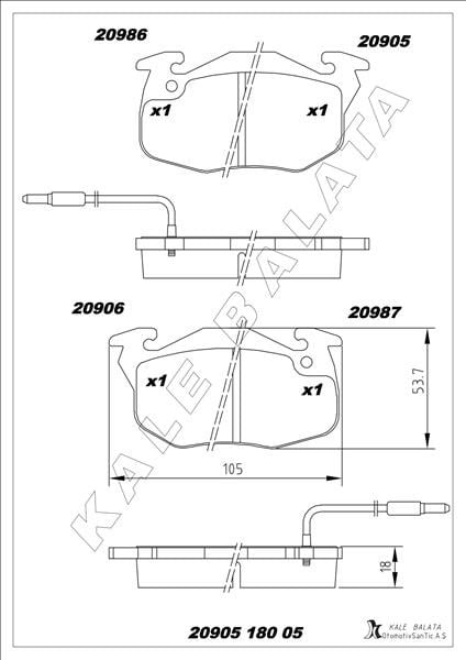Renault R9 R11 R19 Clio Express Peugeot 106 206 Ön Fren Balatası KALE-BALATA