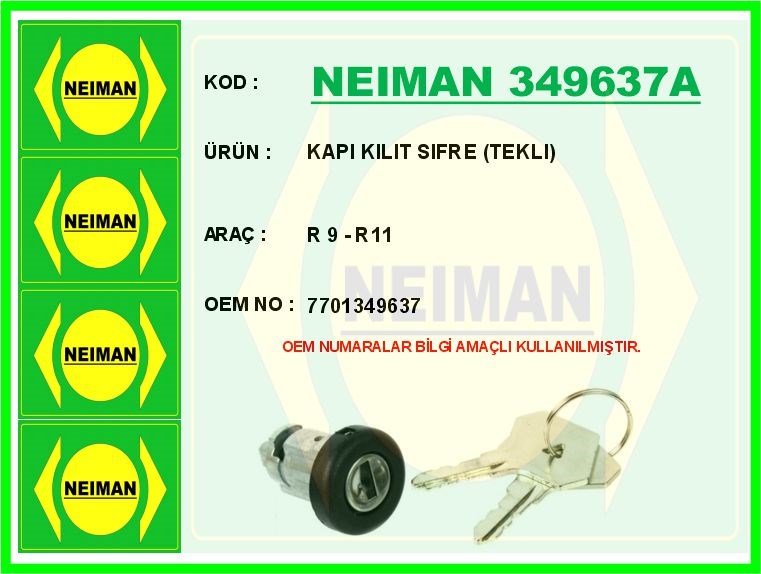 Renault R9 Kapı Kilit Şifre Tekli BESCHER