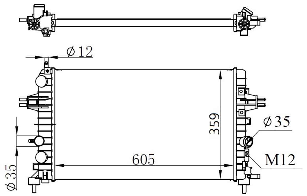 Radyatör Astra H- Zafira 1.6-1.8 Ac Klimasız Mek 605X359x23