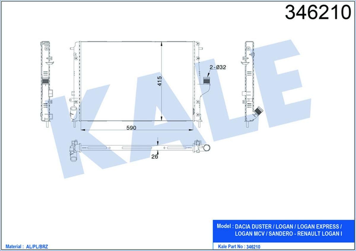 Radyatör Ca 1.6 16V K4m Duster-1.5 K9k Mcv-Logan-Sandero 08-10-20 =>