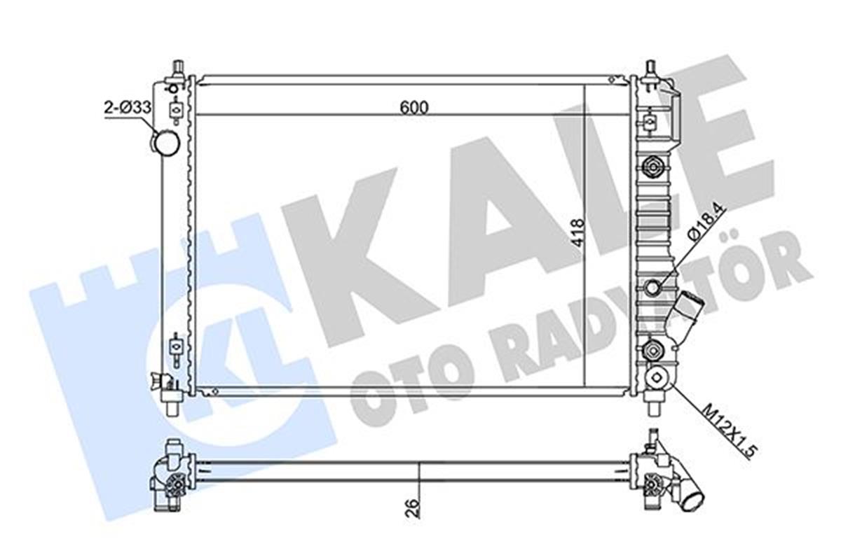 Radyatör Chevrolet Aveo Otomatik Al/Pl/Brz 600X418x26