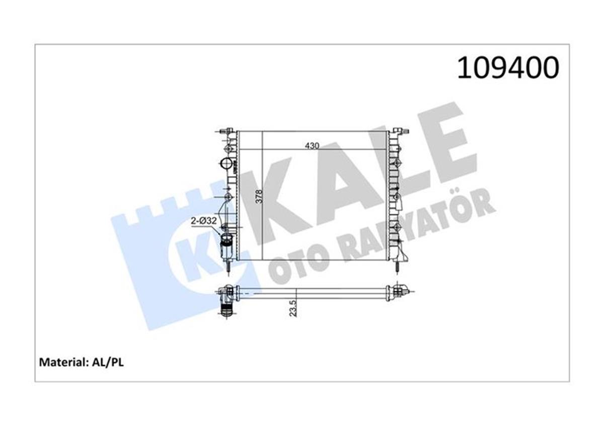 Radyatör Clio Iı-Logan 04>Kango 01>Megane 96>1.4-1.61.5D-1.9 (Klimasız+Mek) .