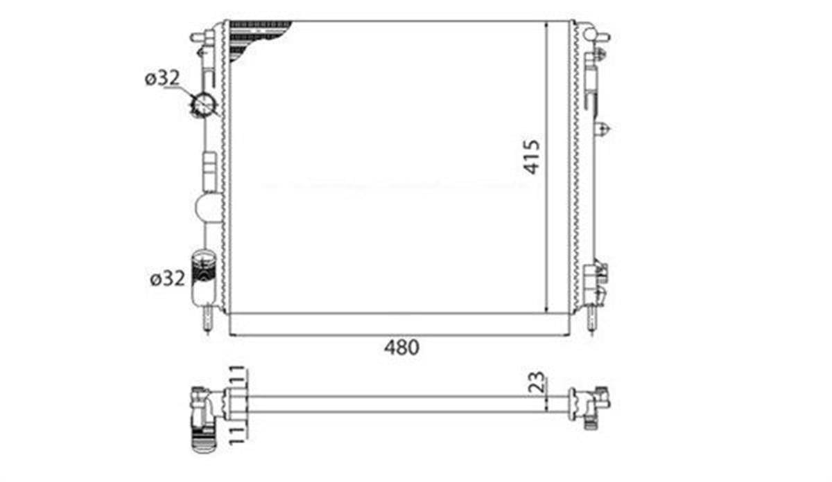 Radyator Su 1.5 Dcı K9k Clıo Symbol Kango Logan  480X415.5X23