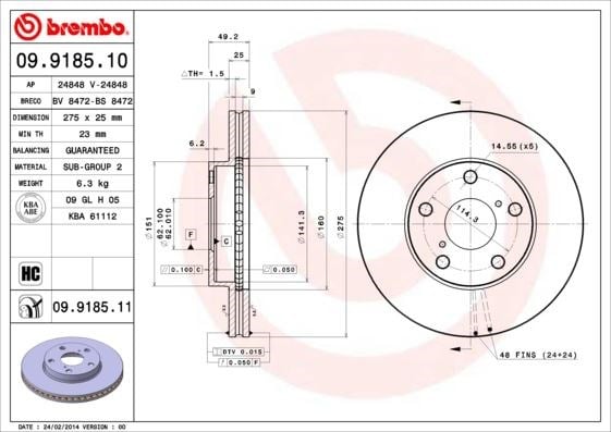 Toyota RAV4 Ön Fren Diski Aynası Havalı BREMBO
