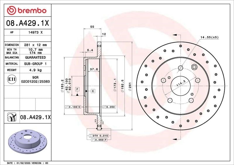 Toyota Rav4 Arka Fren Diski Dolu Tip Delikli BREMBO