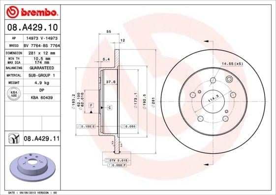 Toyota Rav4 Arka Fren Diski Dolu Tip Kaplamalı BREMBO