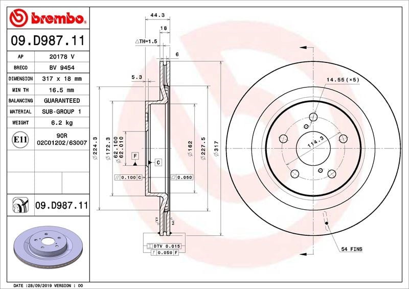 Toyota Rav4 Arka Fren Diski Hava Kanallı BREMBO