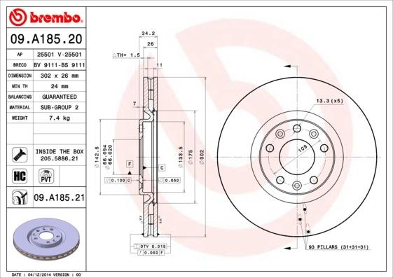 Peugeot RCZ Ön Fren Aynası Diski Havalı BREMBO