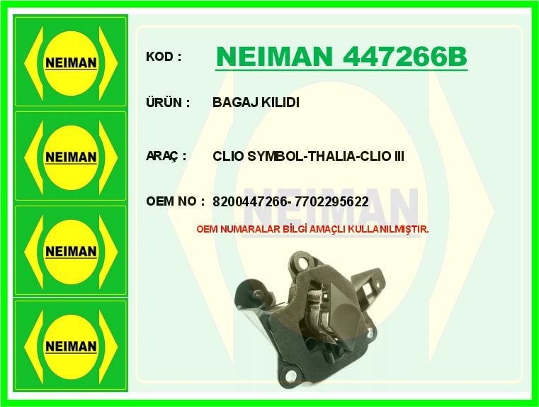 Renault Clio Symbol Thalia Clio 3 Bagaj Kilidi BESCHER