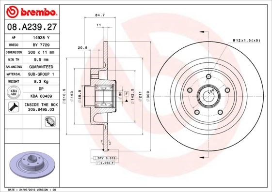 Renault Arka Fren Diski Rulman Kitli BREMBO