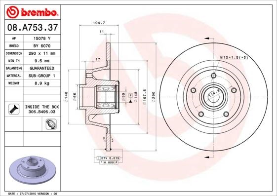 Renault Arka Fren Diski Rulman Kitli BREMBO