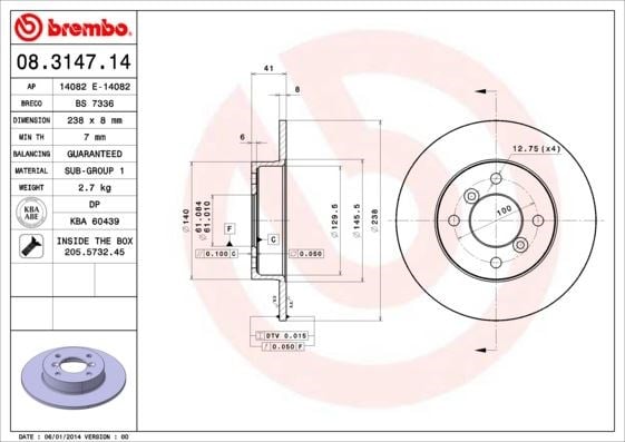 Renault Ön Fren Diski Standard BREMBO