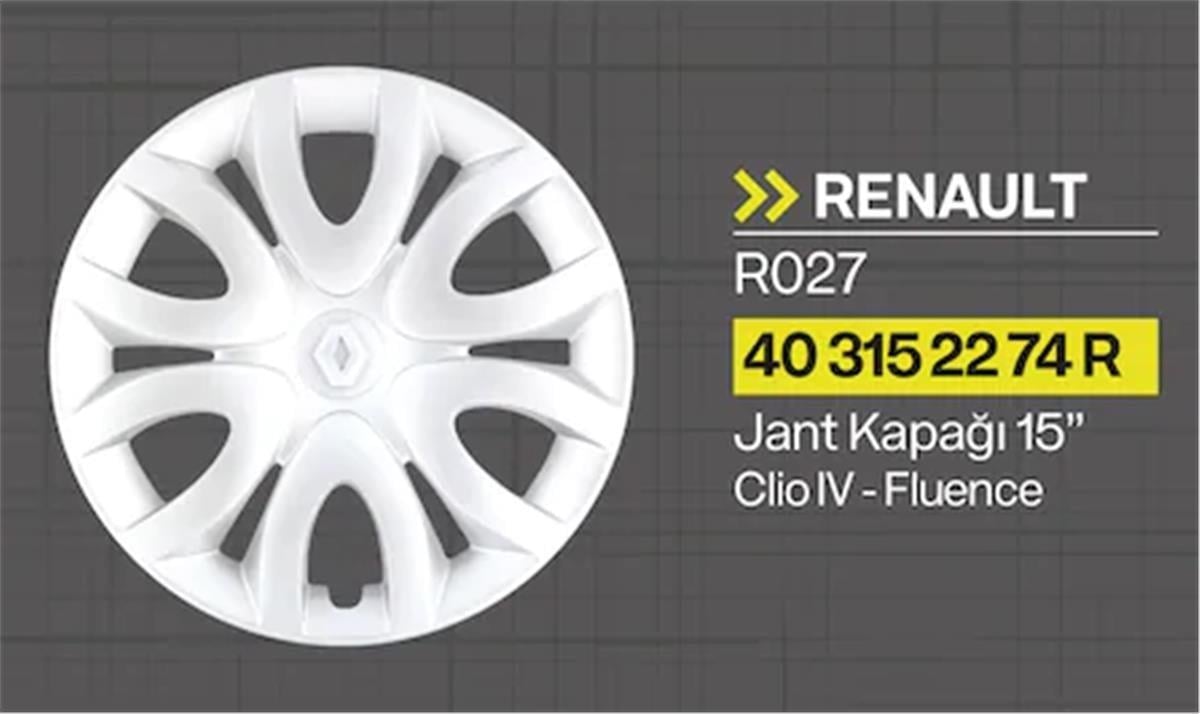 Renault Fluence/Clio Jant Kapağı Tısa 15