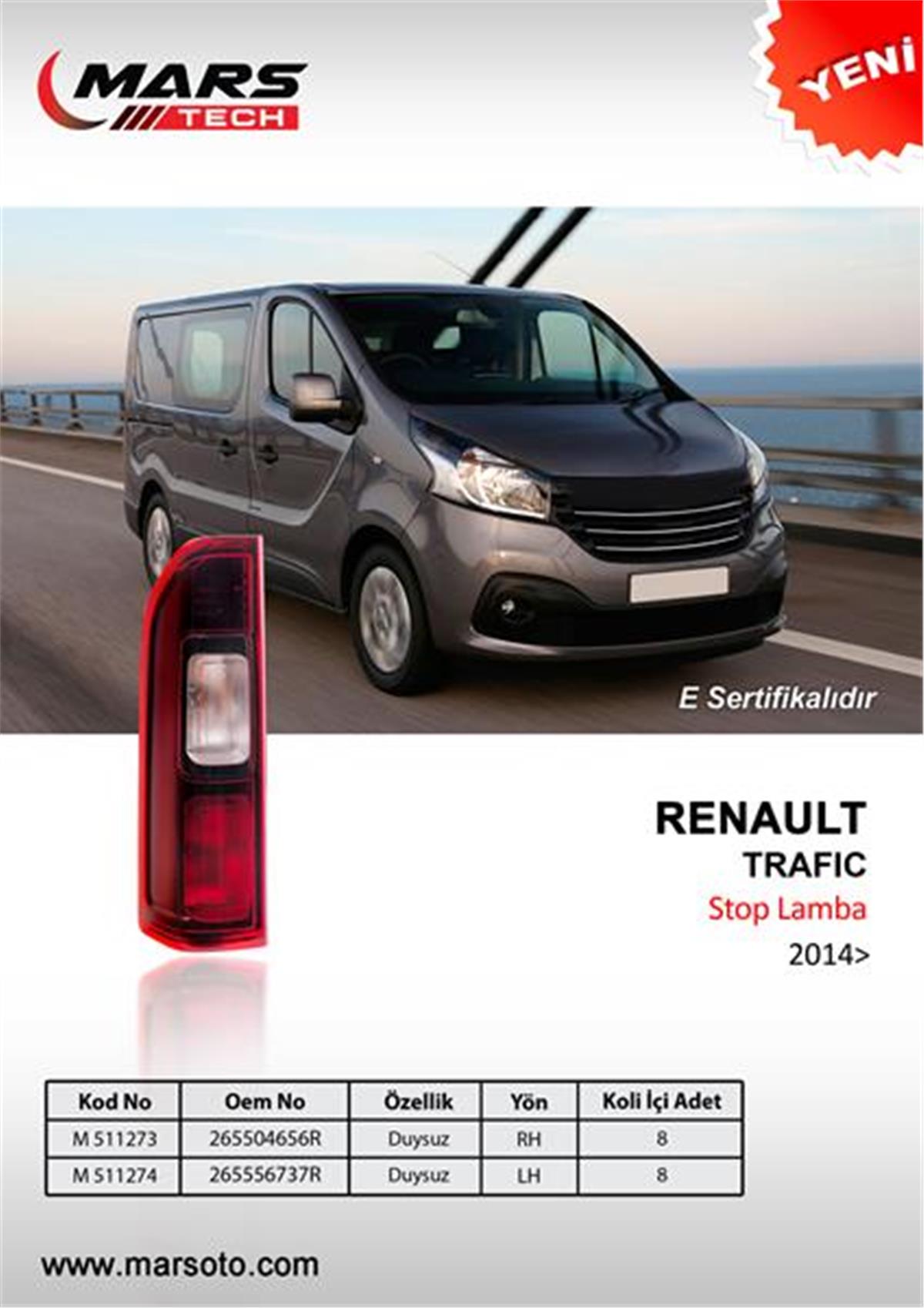 Renault Trafic 3 (2014 >) Arka Stop Lamba Sol 265556737R