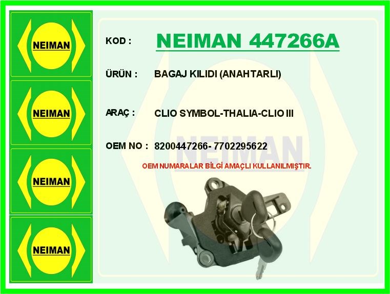 Renault Clio Symbol Thalia Clio 3 Bagaj Kilidi Anahtarlı BESCHER