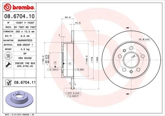 Renault Arka UV Kaplamalı Fren Diski BREMBO