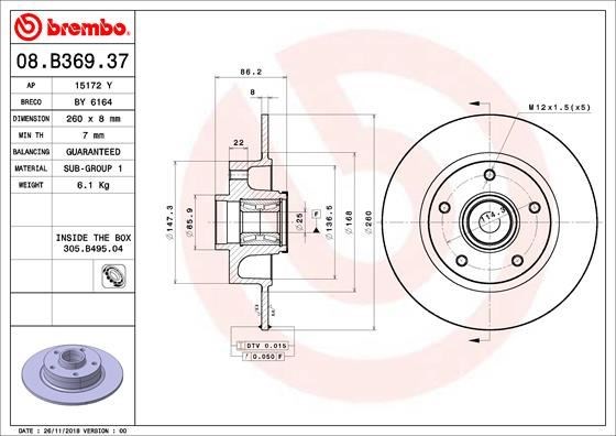 Renault Megane 4 HB Arka Fren Diski Rulmanlı ABS Sensörlü BREMBO