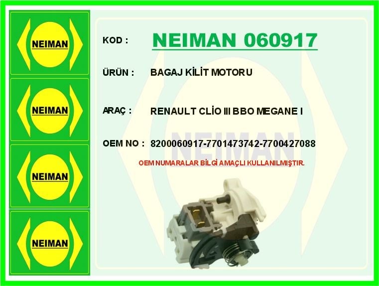 Renault Clio Symbol Clio 2 Bagaj Kilit Motoru BESCHER