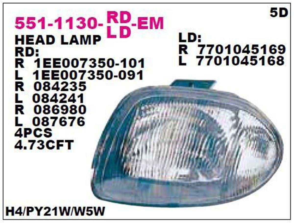 Renault Clio Sağ Far Depo (1998 Ve Üzeri Modeller) 260104030R