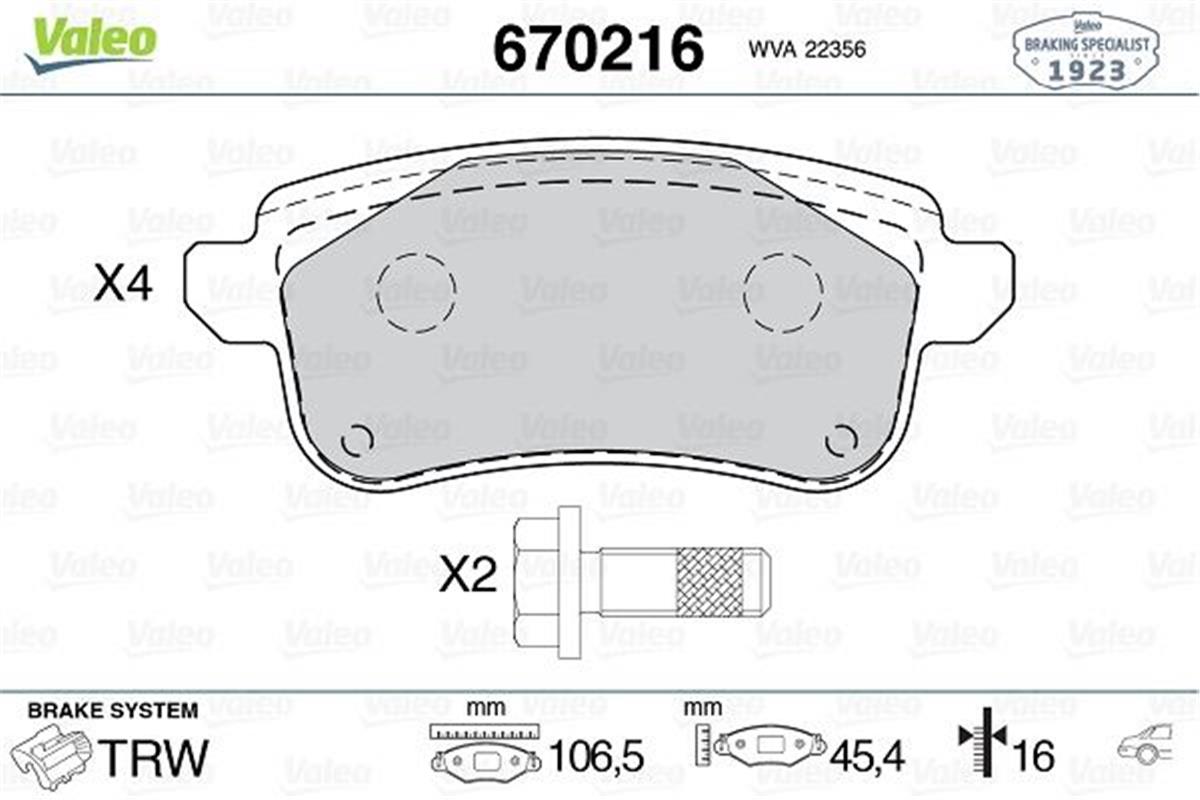 Renault Megane 4 (2015>) Espace 5 (2015>) Nissan Juke (2019>) Arka Balata 440608235R-440603800R