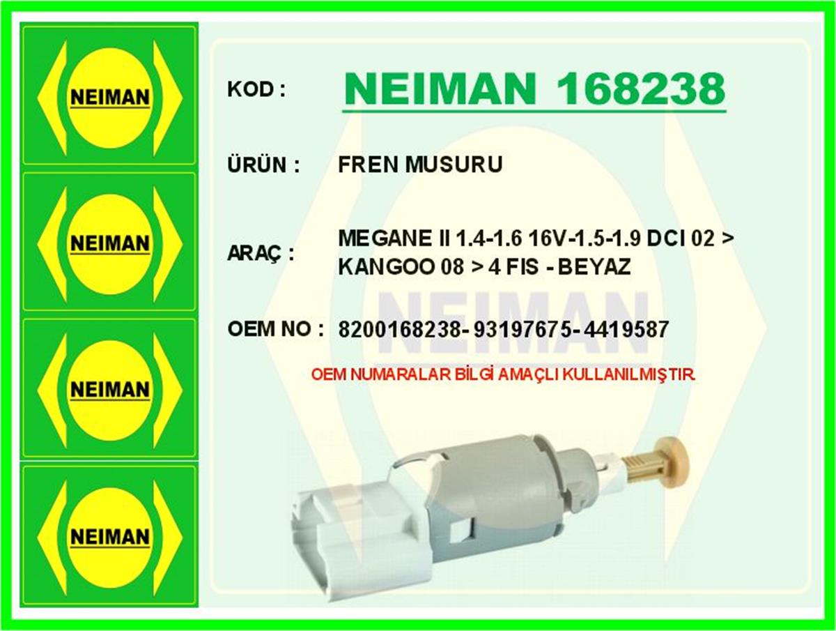 Renault Megane 2 (2002>) Kangoo (2008>) Fren Müşürü 4 Fiş 8200168238-93197675-4419587